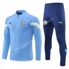 2022-2023 Manchester City Light Blue Thailand Soccer Tracksuit Uniform-411