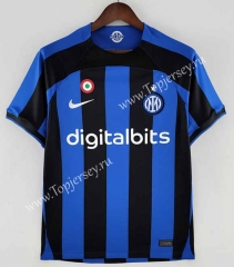 Correct Version With Patch 2022-2023 Inter Milan Home Blue&Black Thailand Soccer Jersey AAA