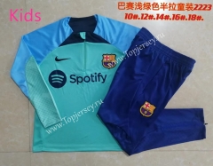 2022-2023 Barcelona Green Kid-Youth Soccer Tracksuit -815