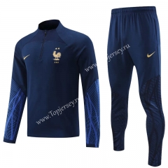2022-2023 France Royal Blue Thailand Soccer Tracksuit-4627