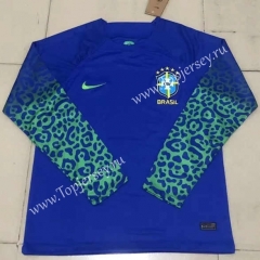 2022-2023 Brazil Away Blue LS Thailand Soccer Jersey AAA