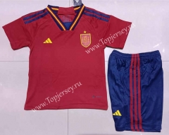 2022-2023 World Cup Spain Home Red Kids/Youth Soccer Uniform