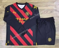 2022-2023 Manchester City Away Red&Black LS Soccer Uniform-709