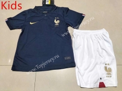 2022-2023 France Home Royal Blue Kids/Youth Soccer Uniform-507