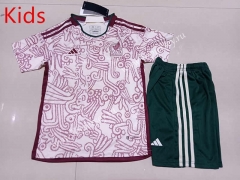 2022-2023 Mexico Away Red&Beige Kids/Youth Soccer Uniform-507