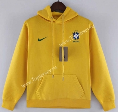 2022-2023 Brazil Yellow Thailand Soccer Tracksuit Top With Hat-LH