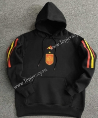 2022-2023 Spain Black Thailand Soccer Tracksuit Top With Hat-LH