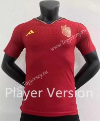 Player Version 2022-2023 World Cup Spain Home Red Thailand Soccer Jersey AAA-9740