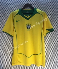 Retro Version 2004 Brazil Home Yellow Thailand Soccer Jersey AAA-2669