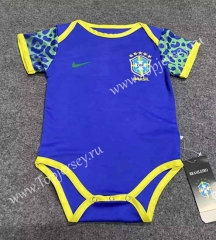2022-2023 Brazil Away Blue Baby Soccer Uniform-3066