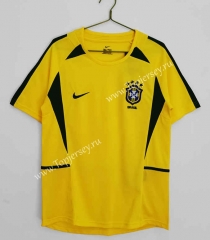 Retro Version 2002 Brazil Home Yellow Thailand Soccer Jersey AAA-C1046