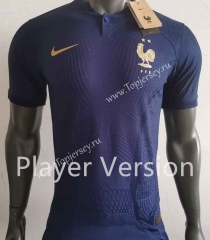Player Version 2022-2023 France Home Royal Blue Thailand Soccer Jersey AAA-518