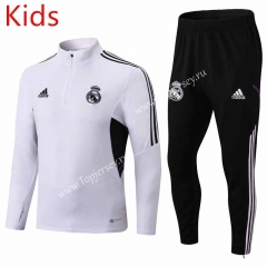 2022-2023 Real Madrid White Kids/Youth Soccer Tracksuit-411