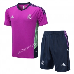 2022-2023 Real Madrid Purple Short-Sleeve Thailand Soccer Tracksuit-815