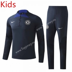 2022-2023 Chelsea Navy Blue Kids/Youth Soccer Tracksuit-GDP