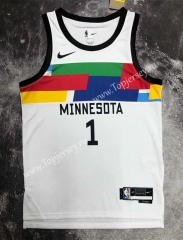 2022-2023 City Edition Minnesota Timberwolves White #1 NBA Jersey-311