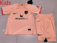 2022-2023 Atletico Madrid 2nd Away Pink Youth/Kids Soccer Uniform-507