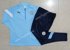 2022-2023 Manchester City Light Blue Thailand Soccer Tracksuit Uniform-815