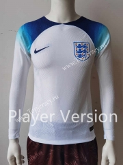 Player Version 2022-2023 England Home White LS Thailand Soccer Jersey AAA-807