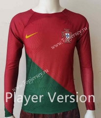 Player Version 2022-2023 Portugal Home Red&Green LS Thailand Soccer Jersey AAA-807