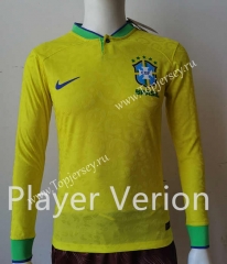 Player Version 2022-2023 Brazil Home Yellow LS Thailand Soccer Jersey AAA-807