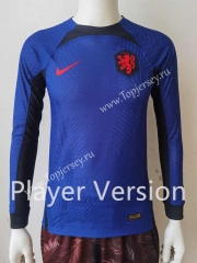 Player Version 2022-2023 Netherlands Away Blue LS Thailand Soccer Jersey AAA-807
