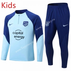 2022-2023 Atletico Madrid Blue Kids/Youth Soccer Tracksuit -411