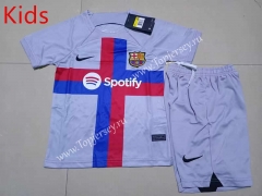 2022-2023 Barcelona 2nd Away Light Gray Kids/Youth Soccer Uniform-507