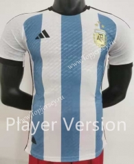 Player Version 3 Stars 2022-2023 Argentina Home Blue&White Thailand Soccer Jersey AAA-712