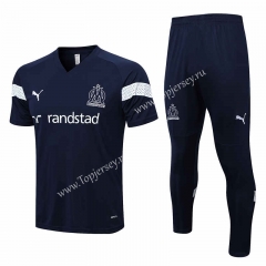 2022-2023 Olympique de Marseille Dark Blue Short-sleeved Thailand Soccer Tracksuit-815