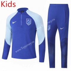 2022-2023 Atletico Madrid Camouflage Blue Kids/Youth Soccer Tracksuit -GDP