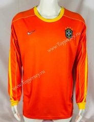 Retro Version 1998 Brazil Goalkeeper Orange LS Thailand Soccer Jersey AAA-503