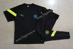 2022-2023 Manchester City Black Short-sleeved Thailand Soccer Tracksuit Uniform-815