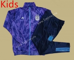 2022-2023 Argentina Purple Kids/Youth Soccer Jacket Uniform-815