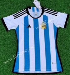 (3 Stars) 2022-2023 Argentina Home Blue and White Women Thailand Soccer Jersey AAA-418