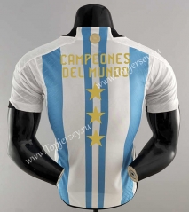 Player Version 3 Stars 2022-2023 Argentina Home Blue&White Thailand Soccer Jersey AAA