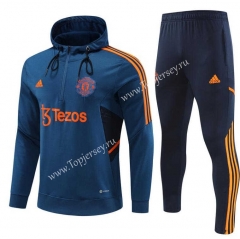2022-2023 Manchester United Royal Blue Thailand Soccer Tracksuit With Hat