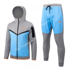 2022-2023 Light Gray&Blue Thailand Soccer Jacket Uniform With Hat-815