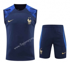 2022-2023 France Royal Blue Thailand Soccer Vest Uniform-418