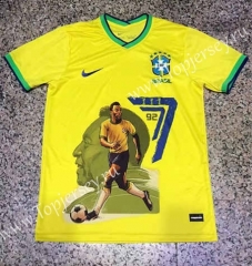 Commemorative Edition PELE Brazil Yellow Thailand Soccer Jersey AAA-2851