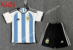 (3 Stars) 2022-2023 Argentina Home Blue and White Kids/Youth Soccer Uniform-GB