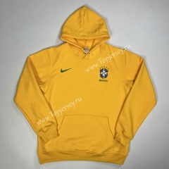 Brazil Yellow Thailand Soccer Tracksuit Top With Hat-GDP