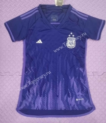 (3 Stars) 2022-2023 Argentina Away Purple Women Thailand Soccer Jersey AAA-708