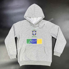 Brazil Gray Thailand Soccer Tracksuit Top With Hat-GDP