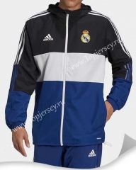 Real Madrid Black&White&Blue Trench Coats With Hat-DD1