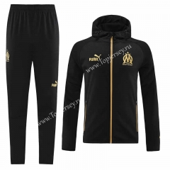 2023-2024 Olympique Marseille Black Thailand Soccer Jacket Uniform With Hat-LH