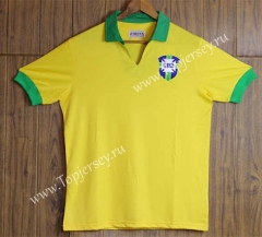 Retro Version 1958 Wold Cup Brazil Home Yellow Thailand Soccer Jersey AAA-SL