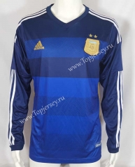 Retro Version 14-15 Argentina Away Royal Blue LS Thailand Soccer Jersey AAA-503