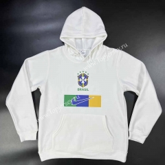 Brazil White Thailand Soccer Tracksuit Top With Hat-GDP