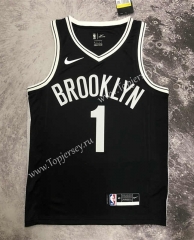 Brooklyn Nets V Collar Black #1 NBA Jersey-311